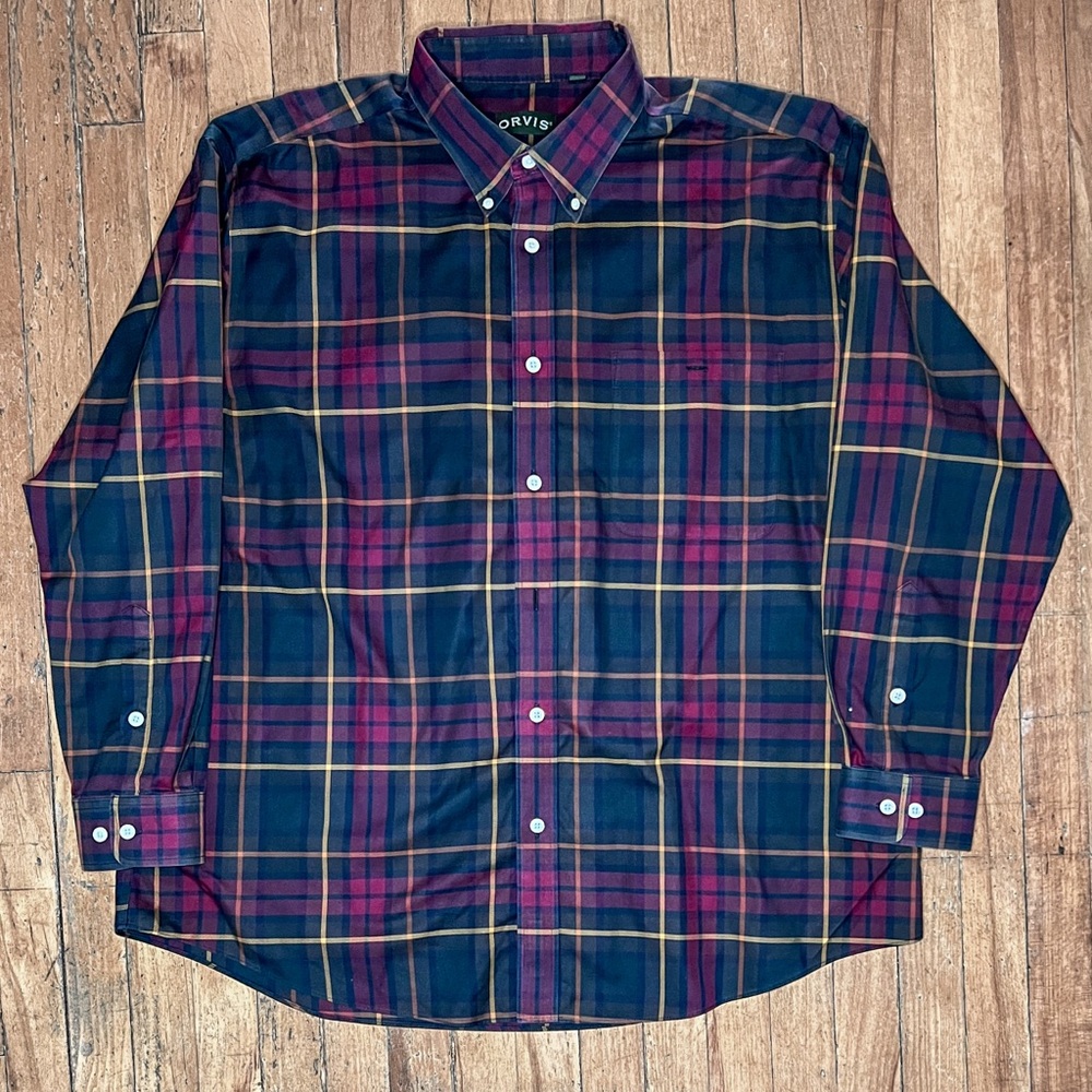 Orvis Men's Flannel Shirt - Burgundy (Size L)